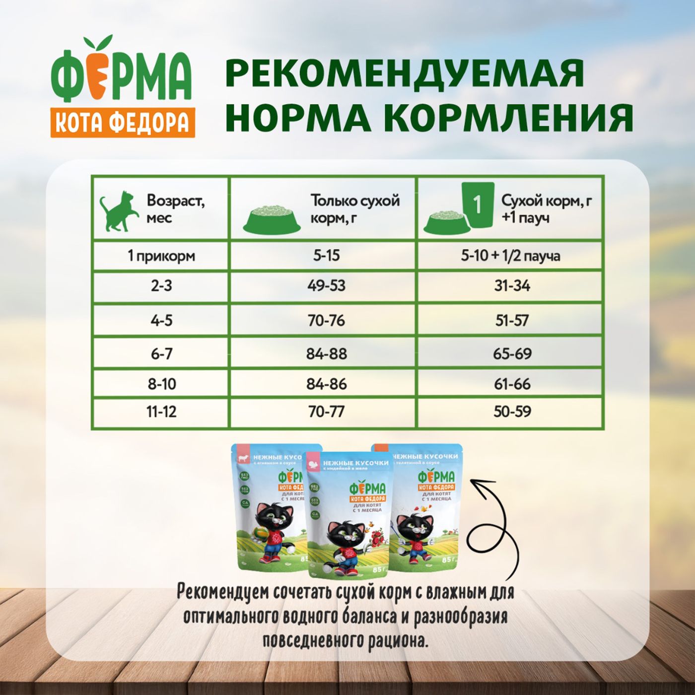 Сухой корм Ферма кота Федора для котят от 1 месяца, беременных и кормящих кошек с индейкой 650 г — фото 7